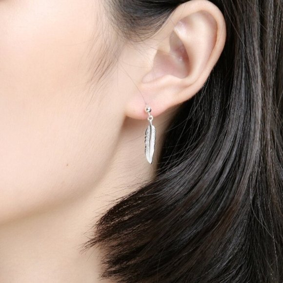 *NEW 925 Sterling Silver Leaf Tassel Drop Earrings - Picture 3 of 7